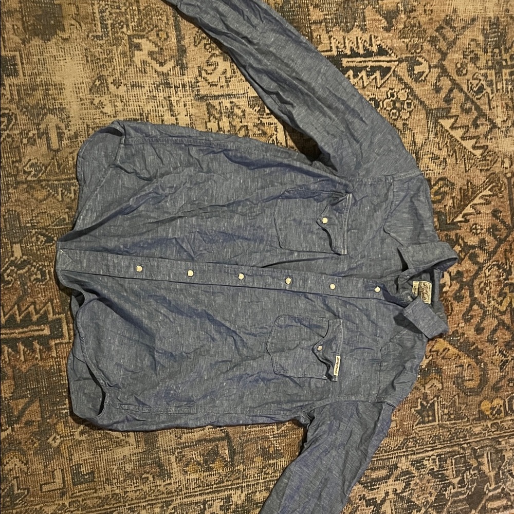Lucky Brand Men's Blue Casual Button Down Shirt
